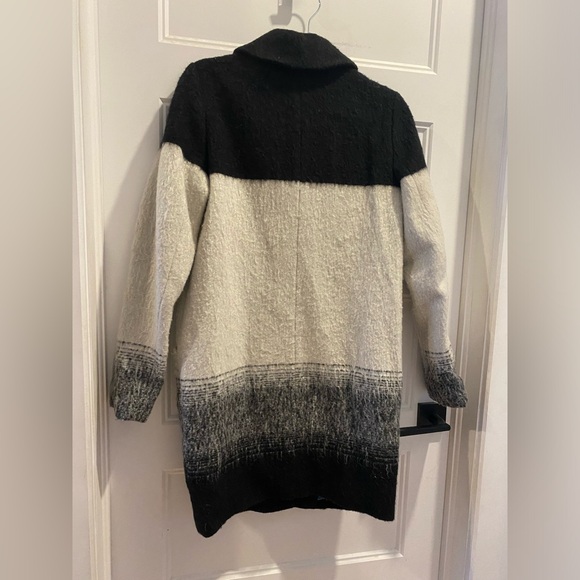 Anthropologie Elevenses RARE Black White Wool Blend Coat - Picture 5 of 5